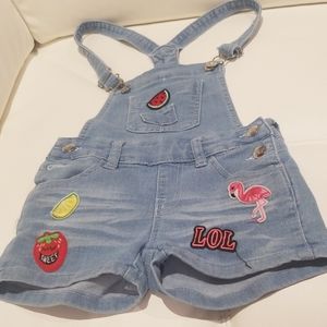Patched overalls shorts